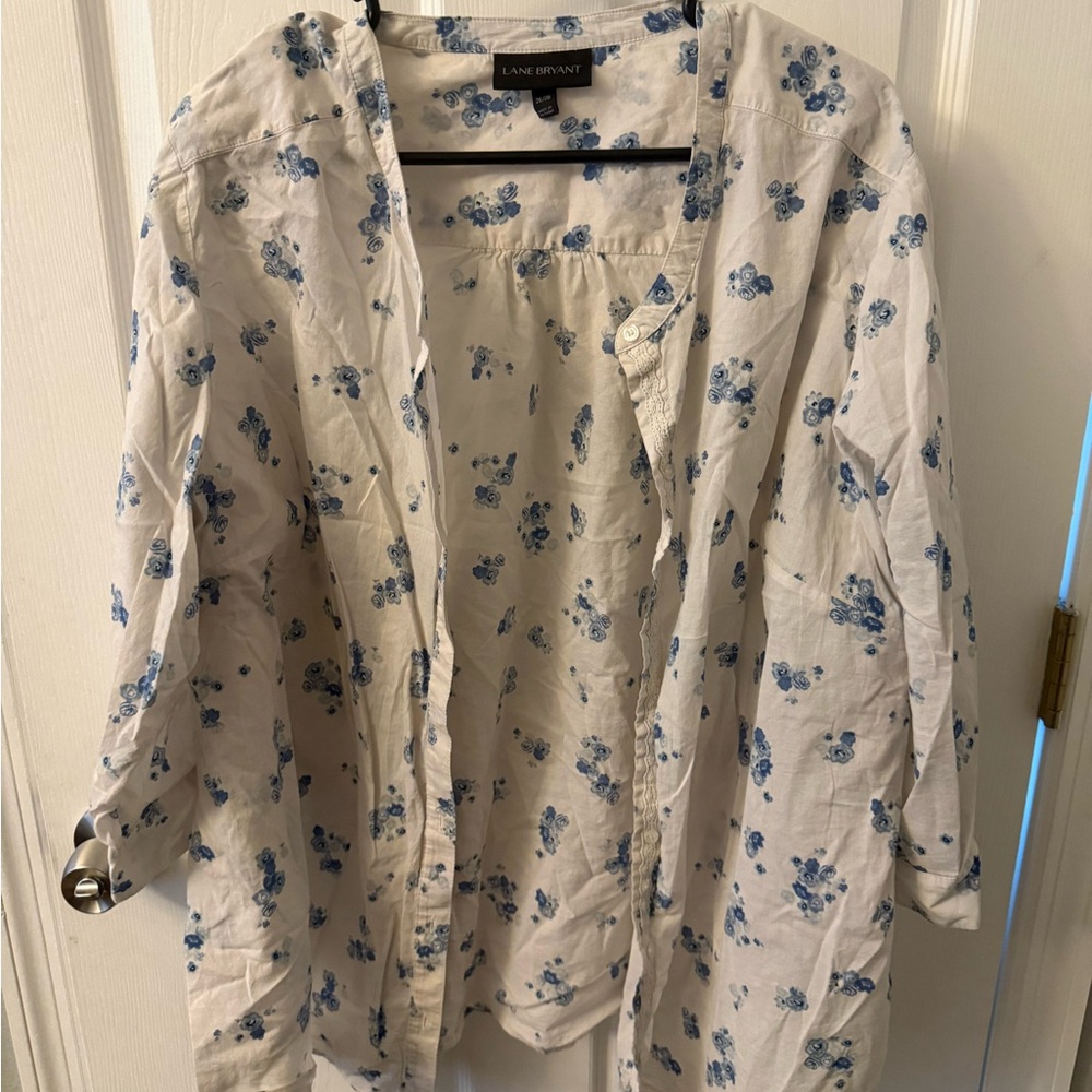 Lane Bryant Blue Floral Top